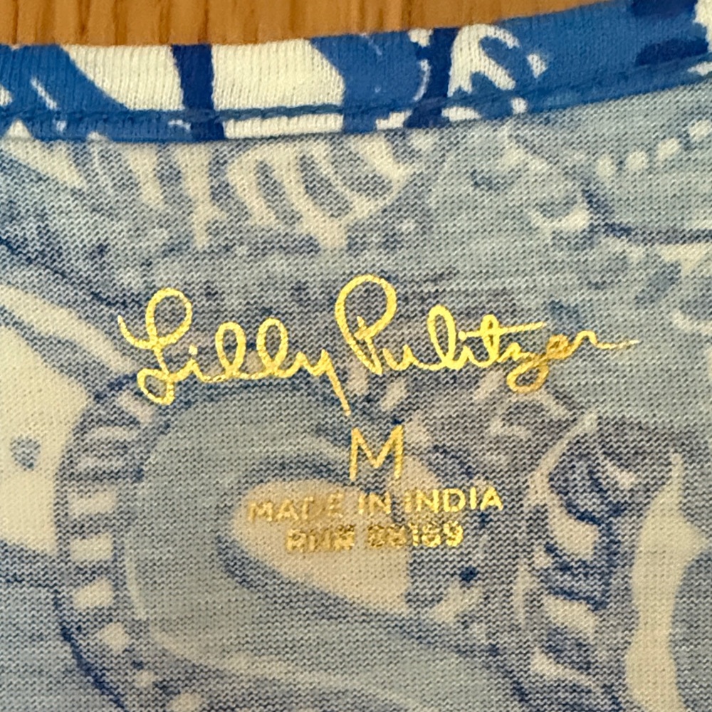 NWOT Lilly Pulitzer Blue and White Floral Lela Henley Dress - Picture 5 of 7